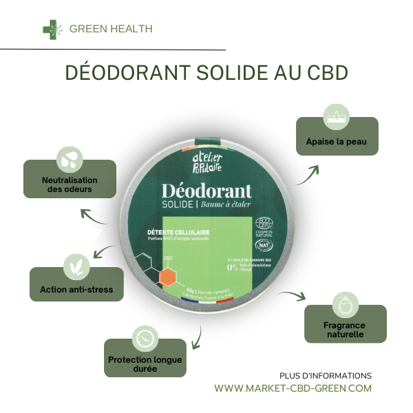 Déodorant solide CBD - Certifié Bio - 50mg